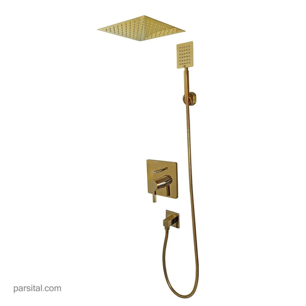 لوازم (متعلقات) حمام توکار کی دبلیو سی مدل آوا طلا pvd تیپ 3 یونیورسال (سردوش 25cm)