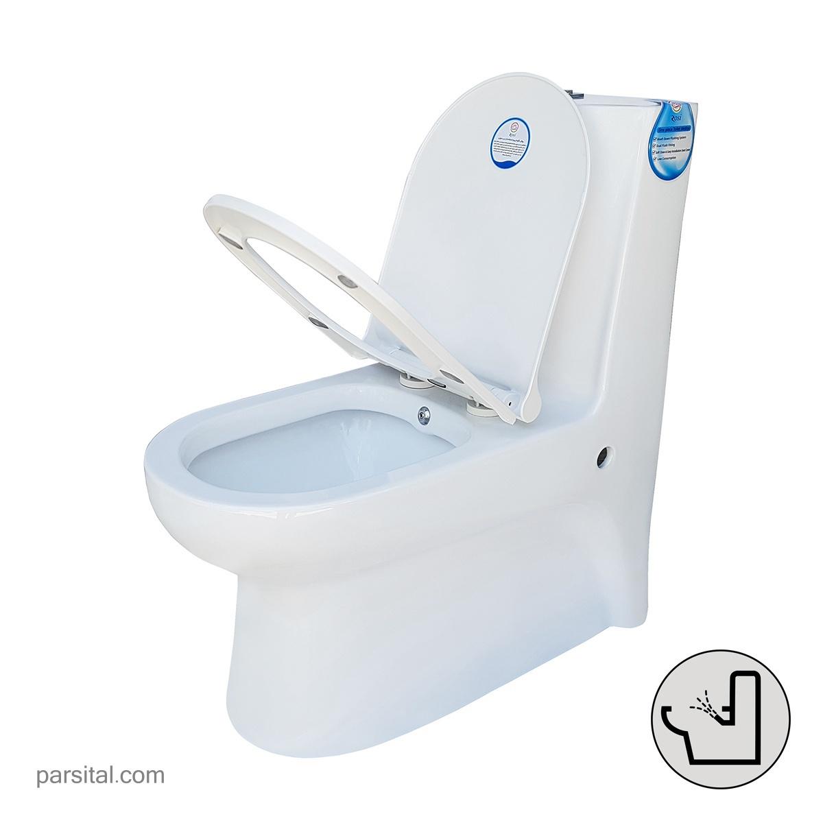 توالت فرنگی رسی مدل مدیسا بیده دار سفید