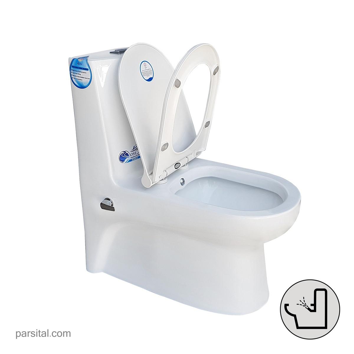 توالت فرنگی رسی مدل مدیسا بیده دار سفید